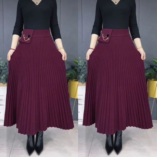 💕BLACK FRIDAY HOT SALES! 💕Elegant Solid Color Soft Pleated A-Line Skirt