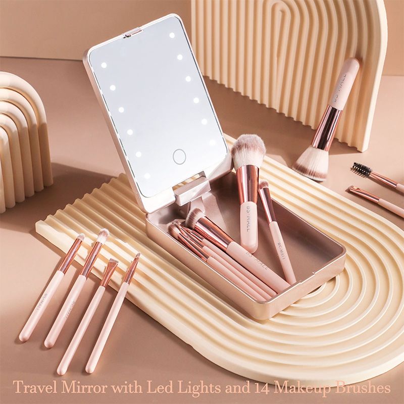 💖 50% RABATT! Kompakt sminkset med LED-spegel – Allt du behöver i en liten väska!