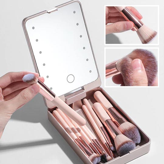 💖 50% RABATT! Kompakt sminkset med LED-spegel – Allt du behöver i en liten väska!