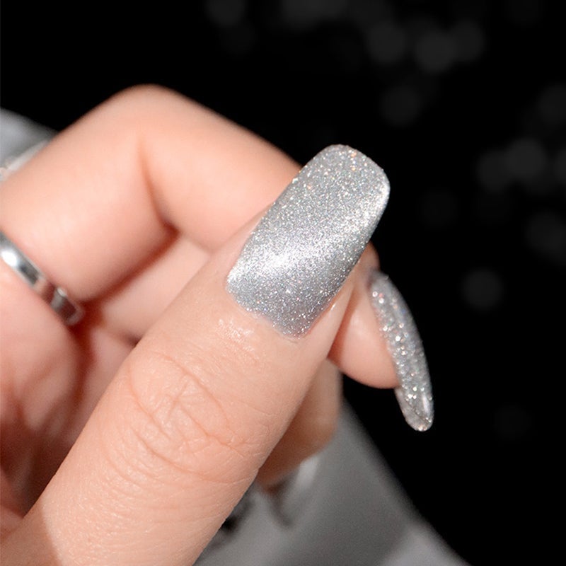 Cat eye gel nagellack, glitter holografiskt nagellack, reflekterande genomskinlig UV gel nagelkonst