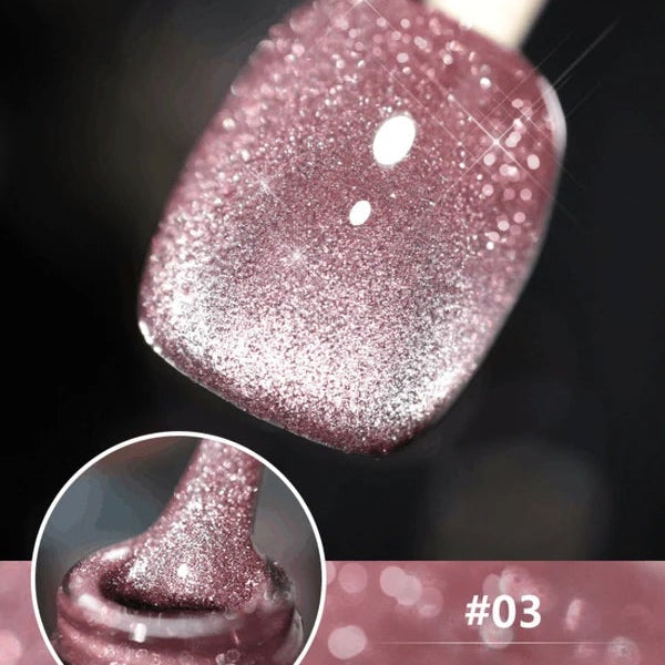 Cat eye gel nagellack, glitter holografiskt nagellack, reflekterande genomskinlig UV gel nagelkonst