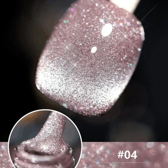 Cat eye gel nagellack, glitter holografiskt nagellack, reflekterande genomskinlig UV gel nagelkonst