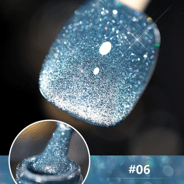 Cat eye gel nagellack, glitter holografiskt nagellack, reflekterande genomskinlig UV gel nagelkonst