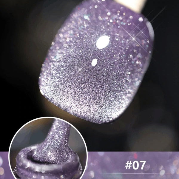 Cat eye gel nagellack, glitter holografiskt nagellack, reflekterande genomskinlig UV gel nagelkonst