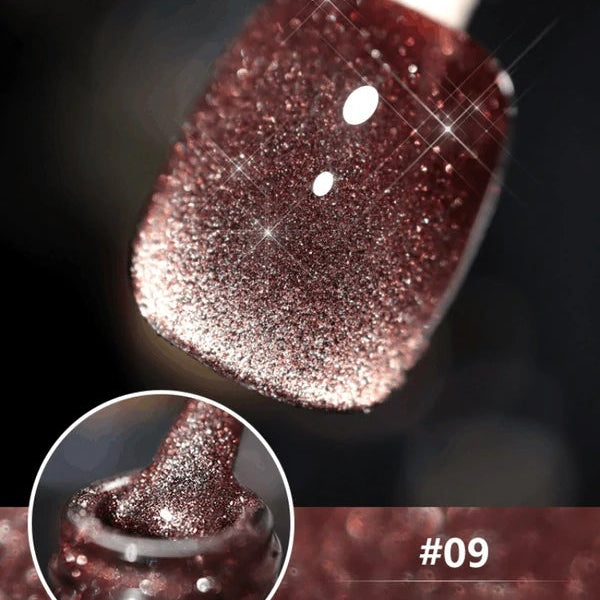 Cat eye gel nagellack, glitter holografiskt nagellack, reflekterande genomskinlig UV gel nagelkonst