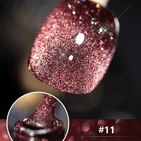 Cat eye gel nagellack, glitter holografiskt nagellack, reflekterande genomskinlig UV gel nagelkonst