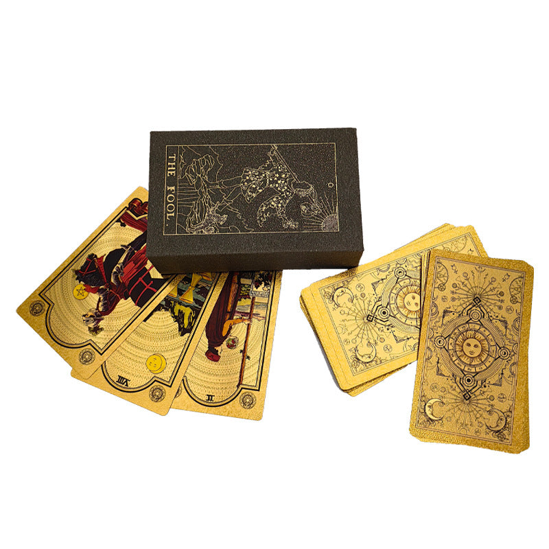 🔮 50% RABATT NU! ✨ Lyxig Gyllene Tarotkortlek – Inklusive Guidebok, Svart Sammetspåse & Spådomskort 🎴📖