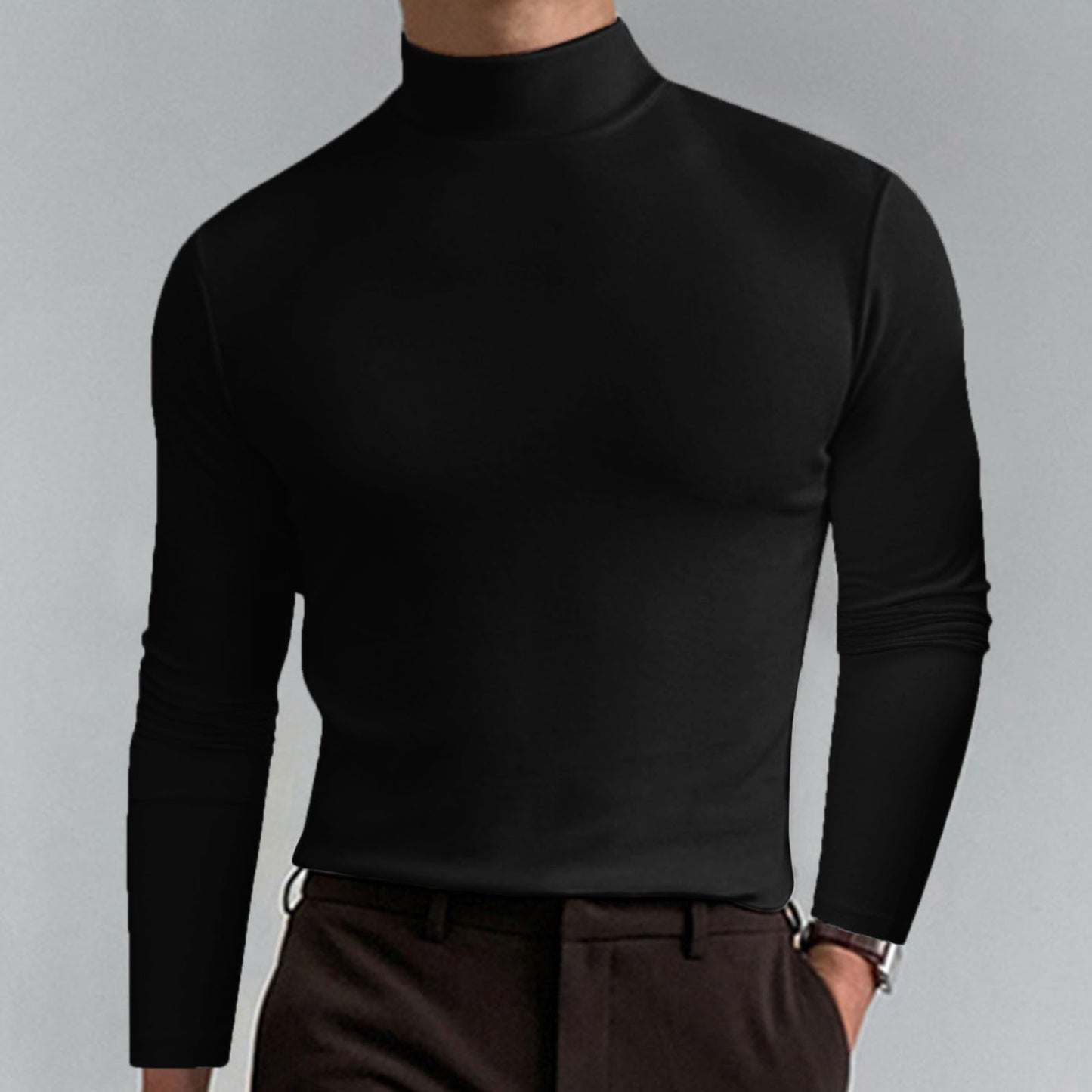 👕 50 % RABATT NU!  🔥 2025 Ny Långärmad T-shirt med hög hals Smal Fit för män🏃‍♂️📦