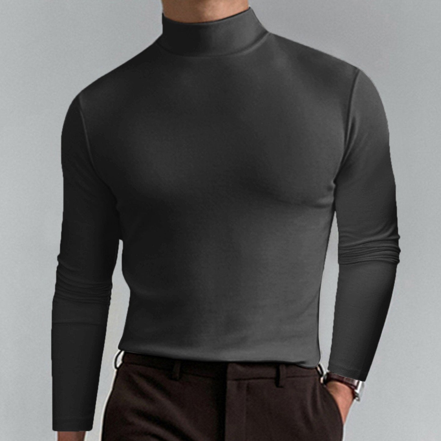 👕 50 % RABATT NU!  🔥 2025 Ny Långärmad T-shirt med hög hals Smal Fit för män🏃‍♂️📦