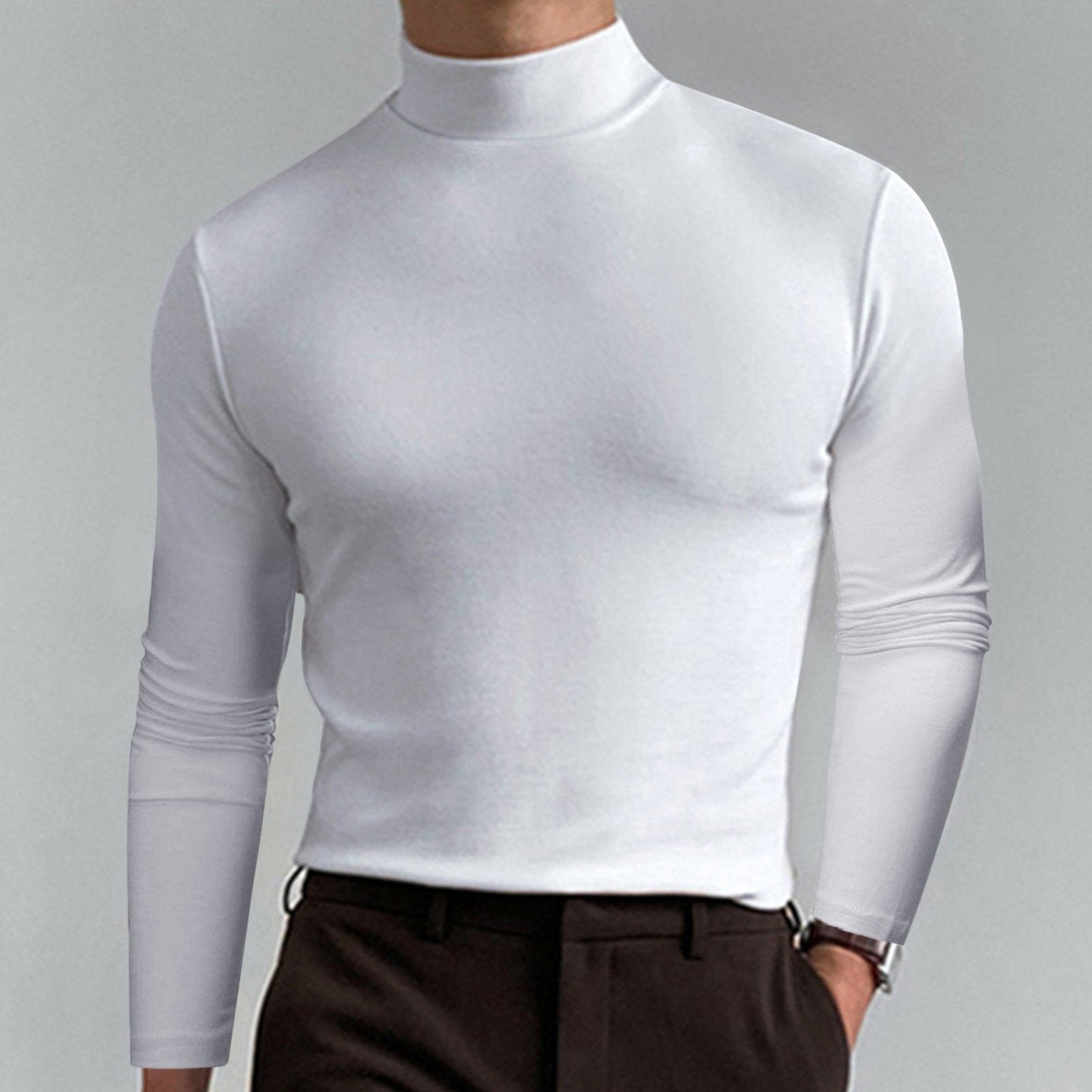 👕 50 % RABATT NU!  🔥 2025 Ny Långärmad T-shirt med hög hals Smal Fit för män🏃‍♂️📦