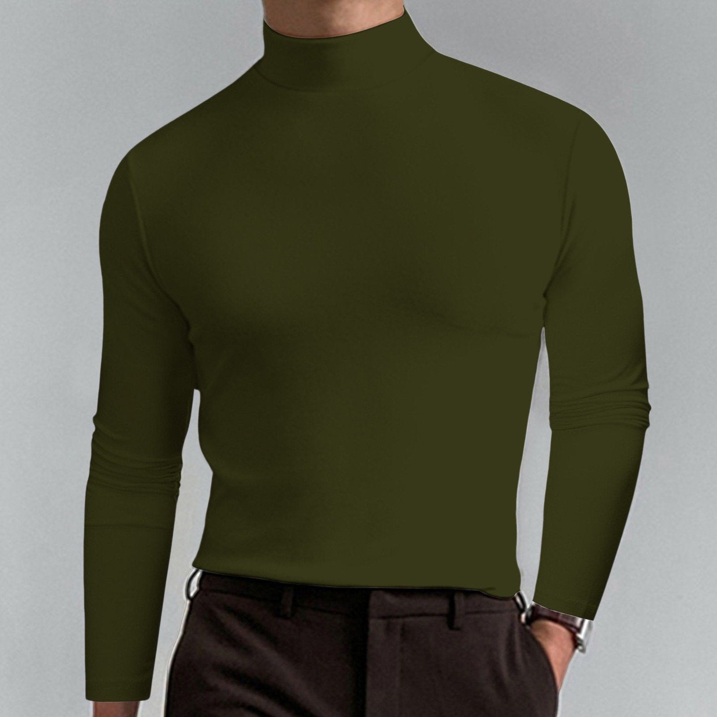 👕 50 % RABATT NU!  🔥 2025 Ny Långärmad T-shirt med hög hals Smal Fit för män🏃‍♂️📦