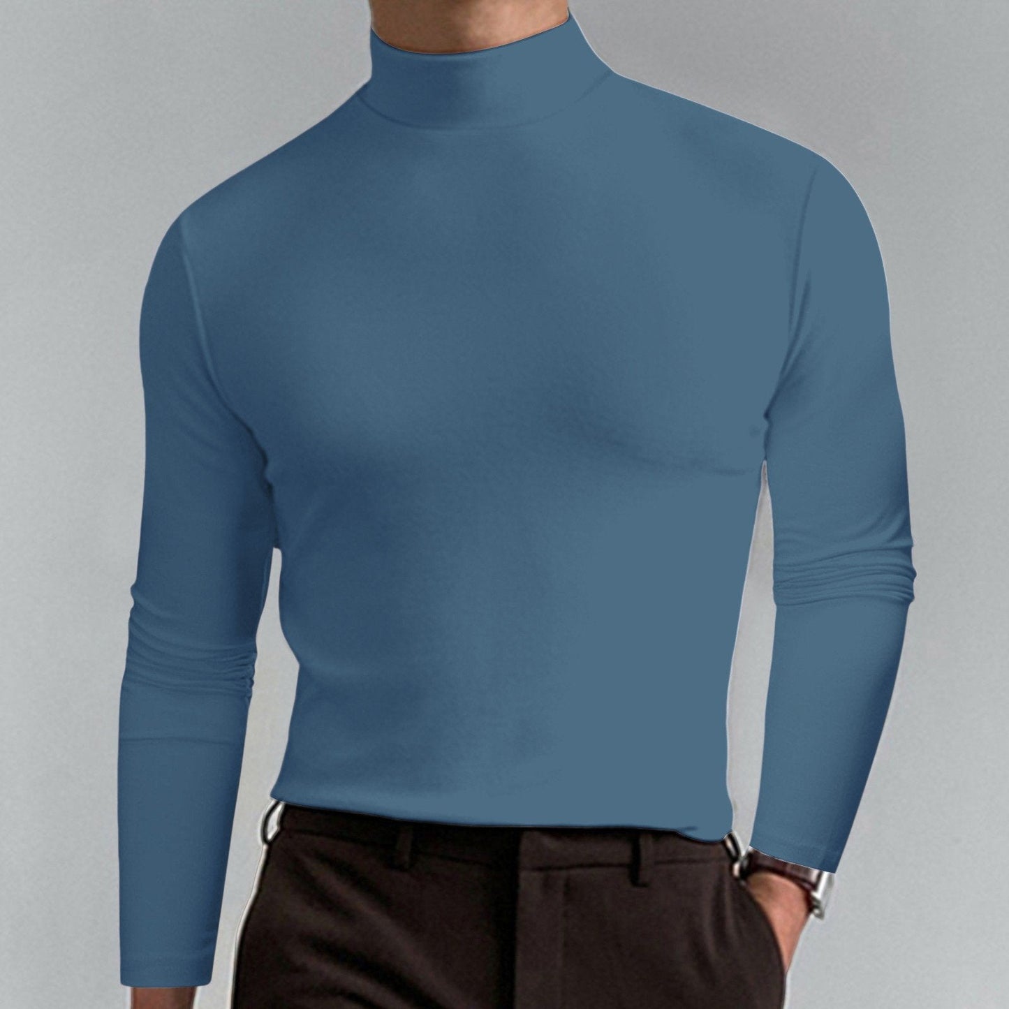 👕 50 % RABATT NU!  🔥 2025 Ny Långärmad T-shirt med hög hals Smal Fit för män🏃‍♂️📦