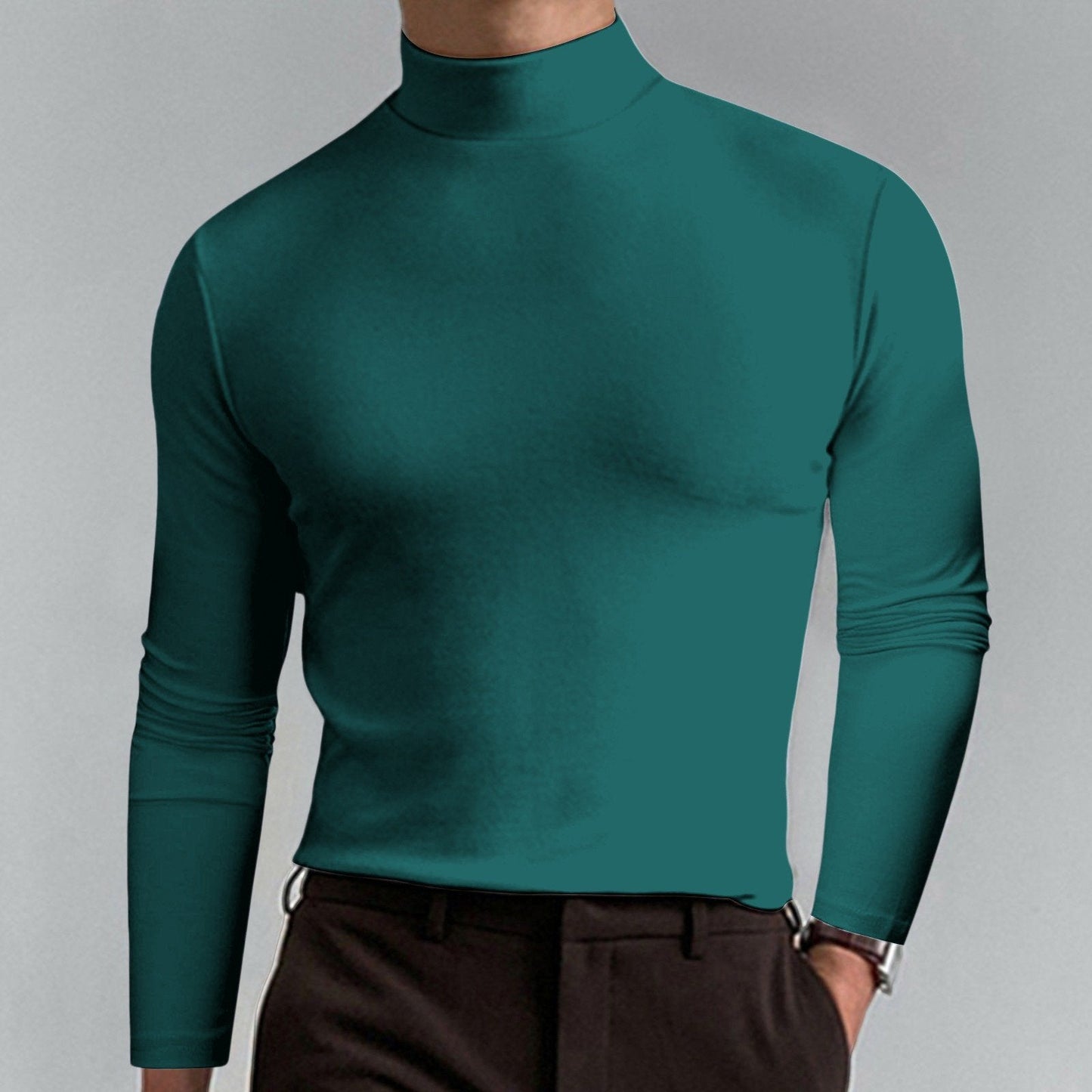 👕 50 % RABATT NU!  🔥 2025 Ny Långärmad T-shirt med hög hals Smal Fit för män🏃‍♂️📦