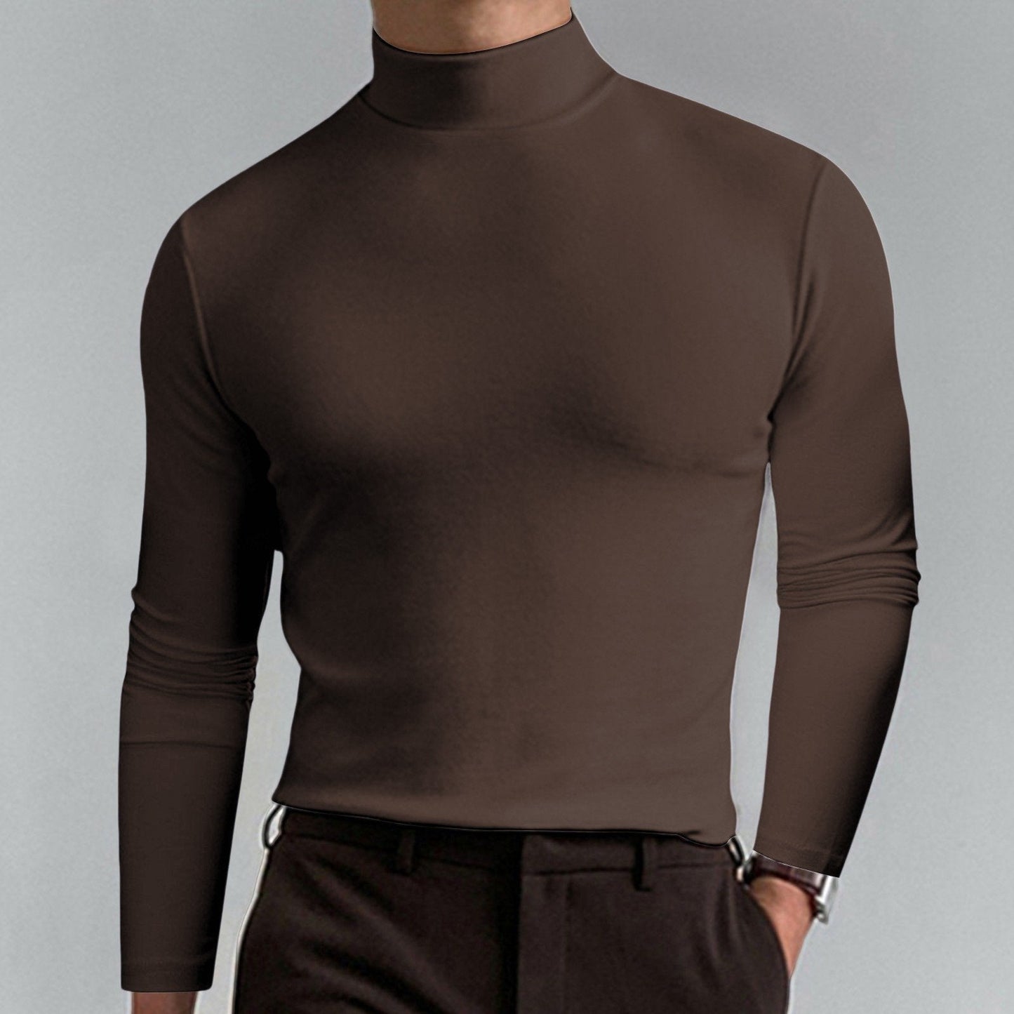 👕 50 % RABATT NU!  🔥 2025 Ny Långärmad T-shirt med hög hals Smal Fit för män🏃‍♂️📦