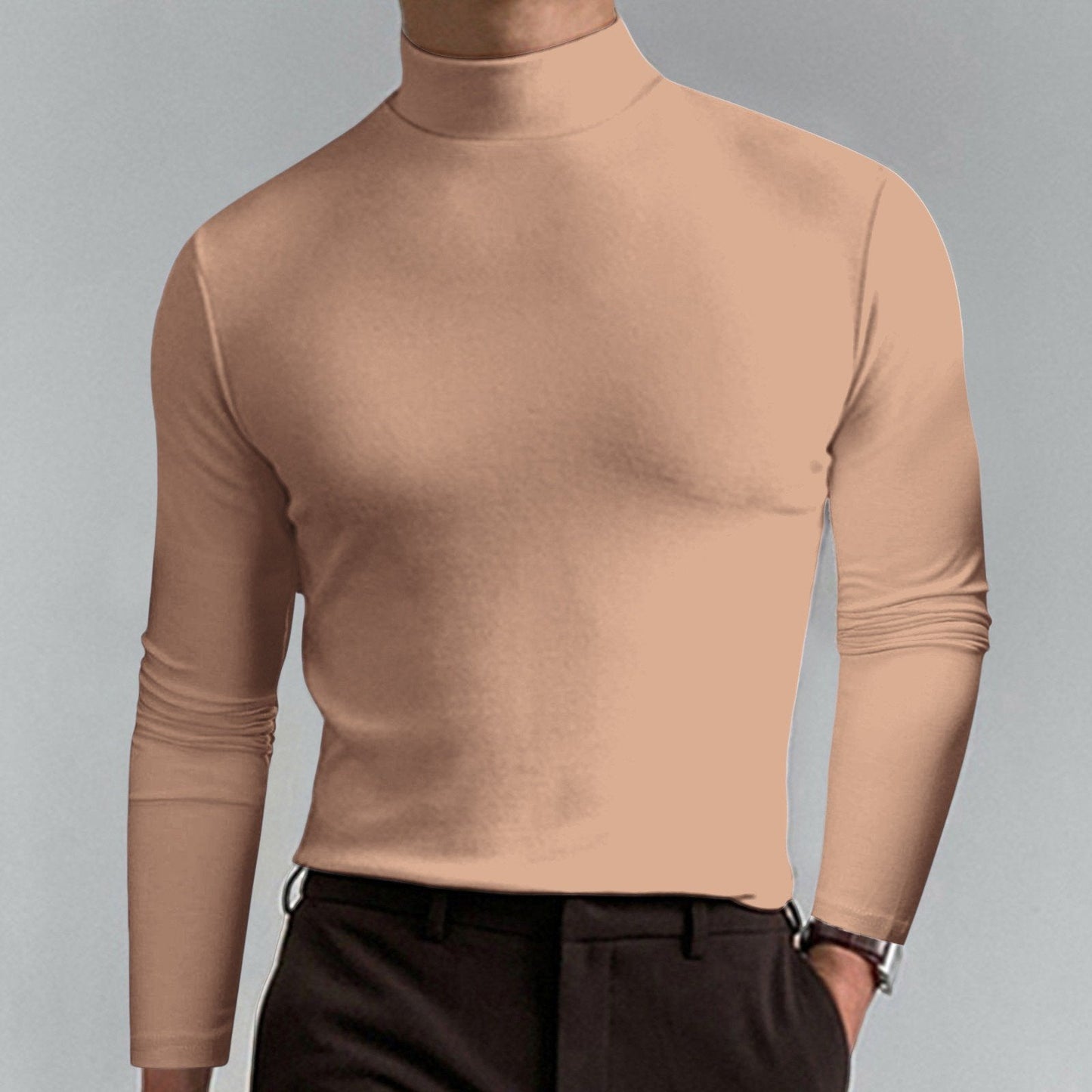 👕 50 % RABATT NU!  🔥 2025 Ny Långärmad T-shirt med hög hals Smal Fit för män🏃‍♂️📦