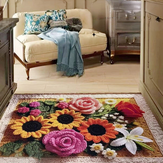 🌸Absorberande Halkfri Badrumsmatta med Stickat Blommönster