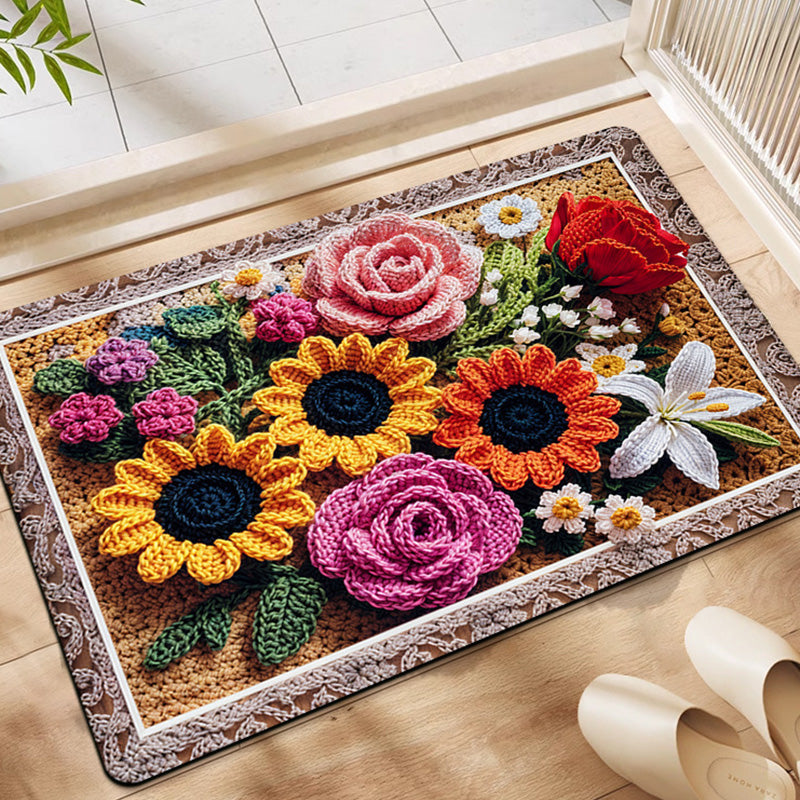 🌸Absorberande Halkfri Badrumsmatta med Stickat Blommönster