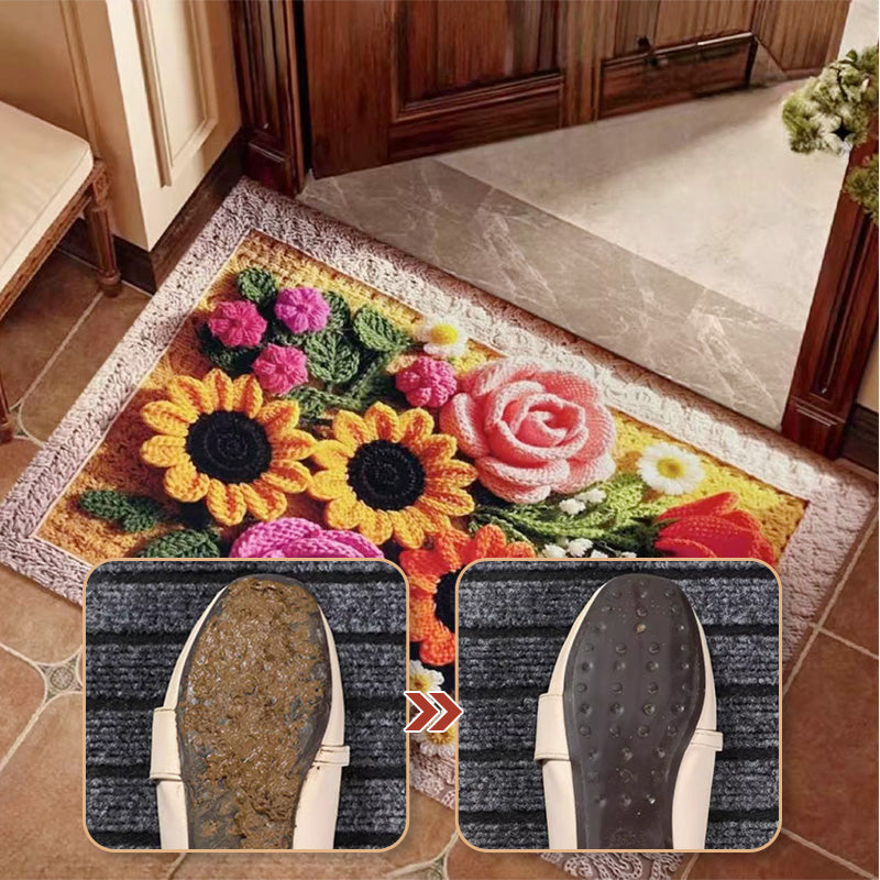 🌸Absorberande Halkfri Badrumsmatta med Stickat Blommönster