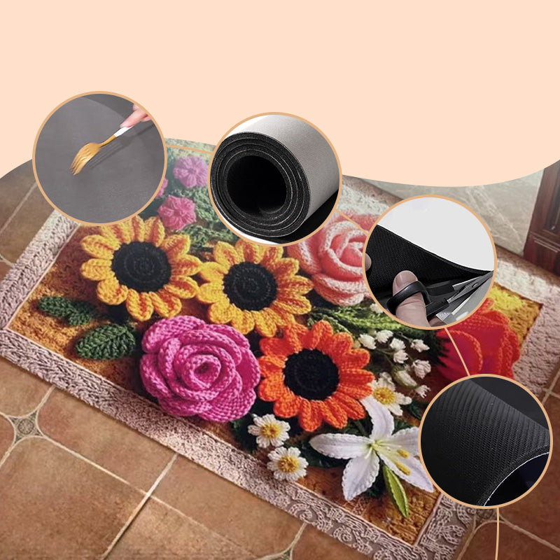 🌸Absorberande Halkfri Badrumsmatta med Stickat Blommönster