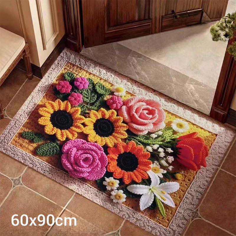 🌸Absorberande Halkfri Badrumsmatta med Stickat Blommönster