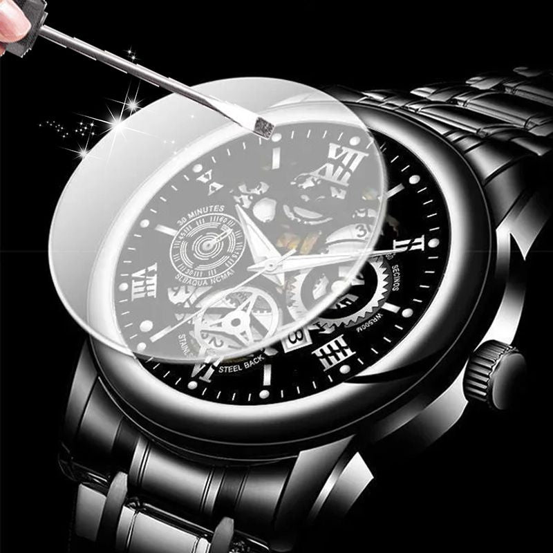 ⌚ 60% RABATT! ⚙️ Herr Vattentät Roman Skeleton Automatisk Klocka – Rostfritt Stål, Utdragbart Urverk & Klassisk Design ✨📦