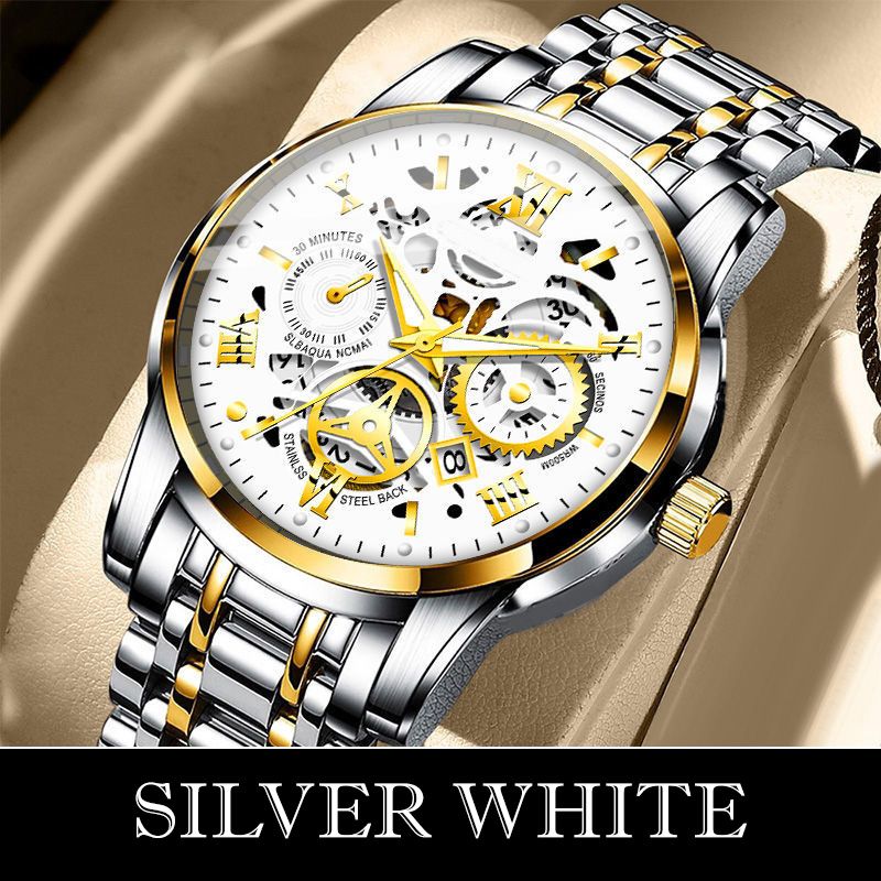 ⌚ 60% RABATT! ⚙️ Herr Vattentät Roman Skeleton Automatisk Klocka – Rostfritt Stål, Utdragbart Urverk & Klassisk Design ✨📦