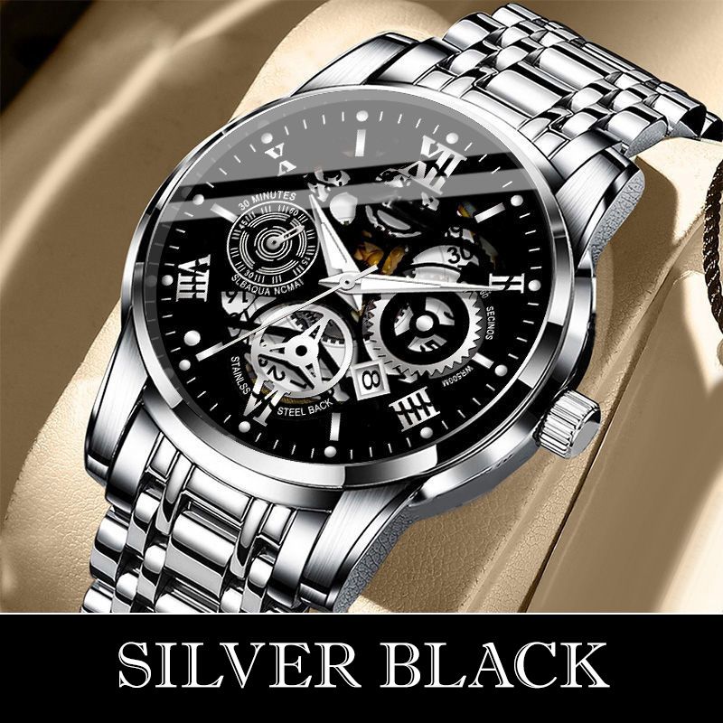 ⌚ 60% RABATT! ⚙️ Herr Vattentät Roman Skeleton Automatisk Klocka – Rostfritt Stål, Utdragbart Urverk & Klassisk Design ✨📦
