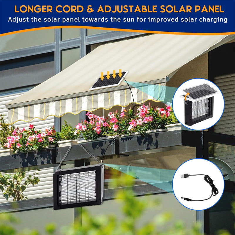 🦟 50 % RABATT NU! ☀️ Kraftfull solcellsdriven insektsdödare på 3500 V – för inomhus- och utomhusbruk, vattentät och kemikaliefri för effektivt skydd 🏠