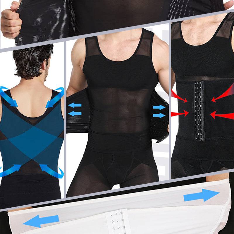 🔥Ny het försäljning❤️‍🔥Slimming Mesh Waist-Cinching Vest för män