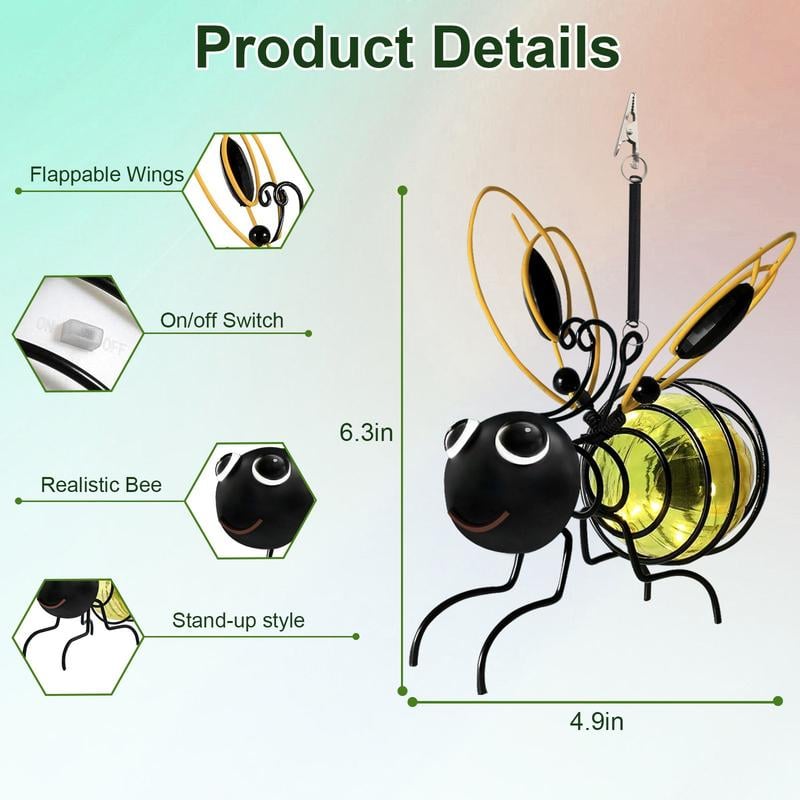 🐝Utomhushängande solcellslampa för bin - perfekt present till växtälskare, mammor eller vem som helst som ler ❤️