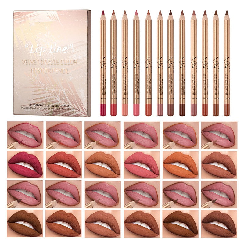 👄 50 % RABATT! 💄 Set med 12 färger av smetfria läppennor – Hållbara, krämiga och vattenfasta – perfekta för vardagsbruk eller professionell sminkning 🎨