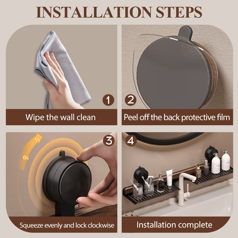 🔥Bästsäljare på nätet💥Hylla med sugproppar för badrum, kök och valnöt