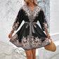 ⏳Time-limited Special⏰Women's Printed Tie-Waist V-Neck Dress👗