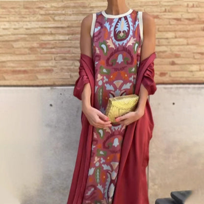 50 % rabatt⏰Ärmlös maxiklänning för kvinnor & överdragskit