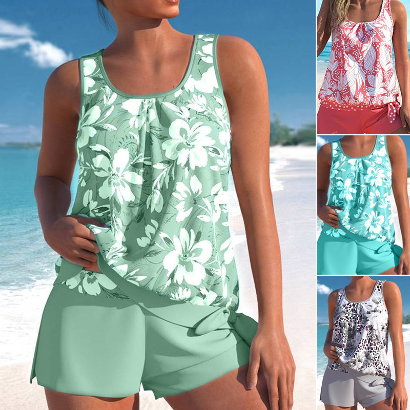 🏖️Mönstrat Tankini-set för kvinnor