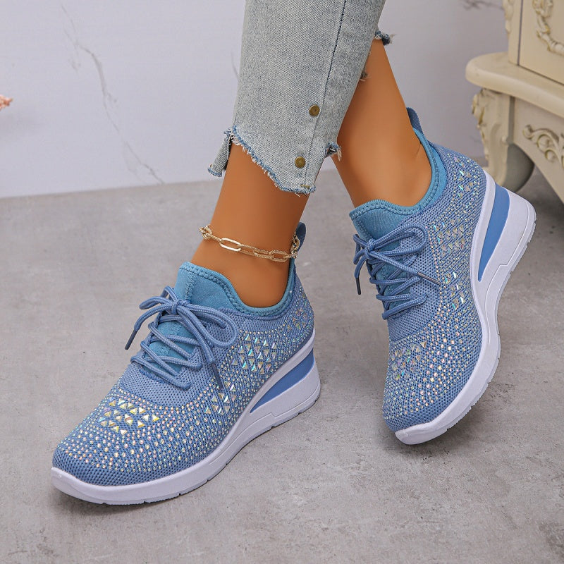 🔥Sista dagen-kampanj 50 % RABATT – Casual dammode, andningsbara korrigering sneakers med strassdekoration