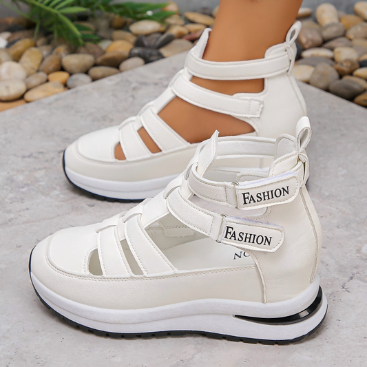 Cutout Wedge Shoes with Hook-and-Loop Closure