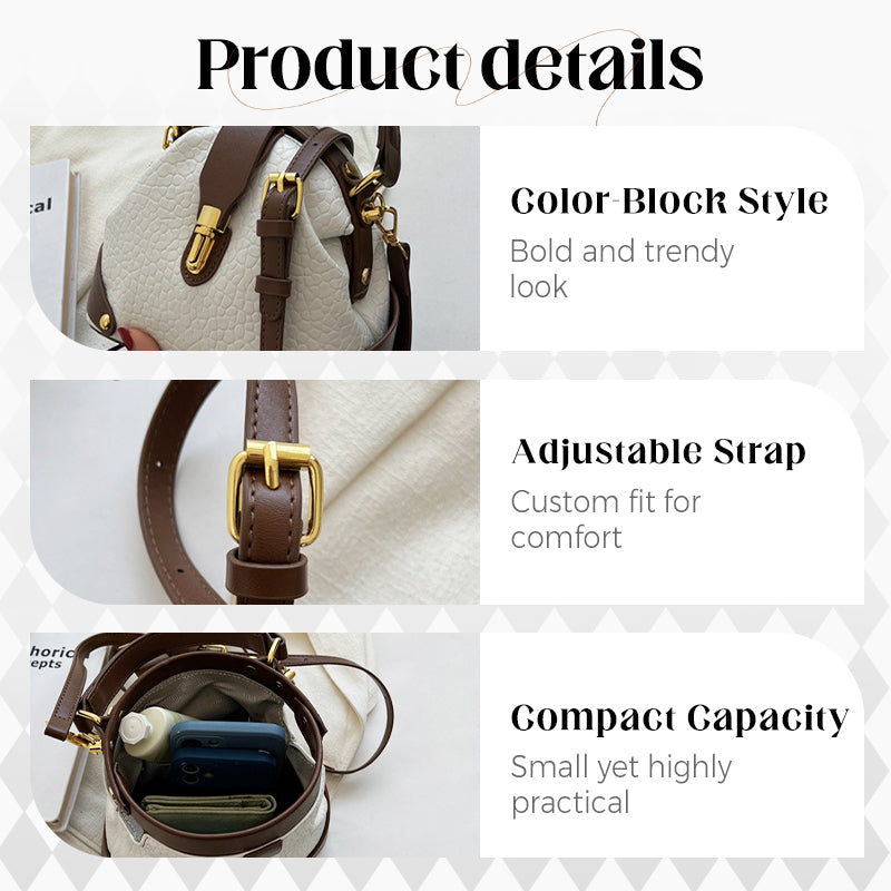 👜 50% RABATT NU! 🎨 Färgblockad Väska – Stilren, Metallhårdvara & Multi-Väg – Handburen eller Crossbody ✨