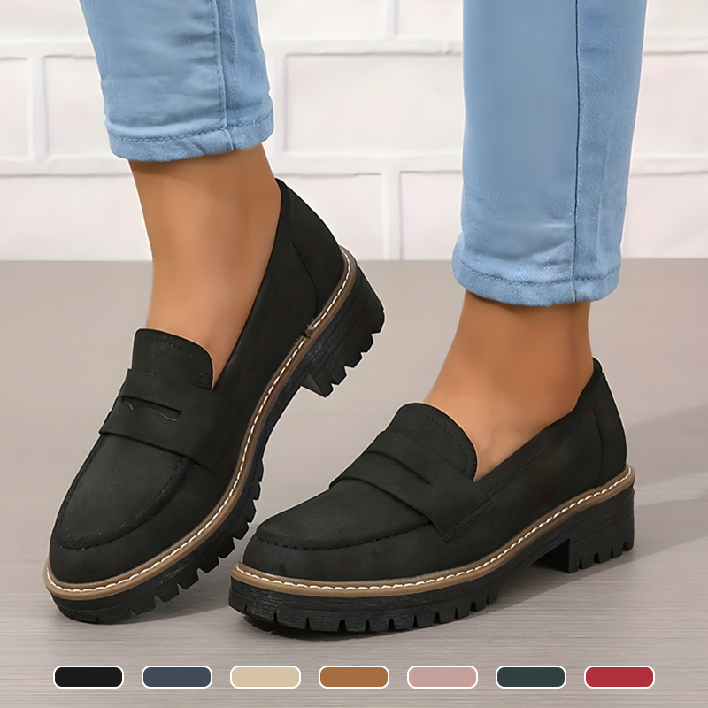 ⏳Fabrikserbjudande sista dagen - 61% rabatt 🎁Bekväma damloafers med grov klack och slip-on