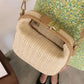 Stilren Vävd Handväska i Strå för Kvinnor med Avtagbar Rem och Spänne