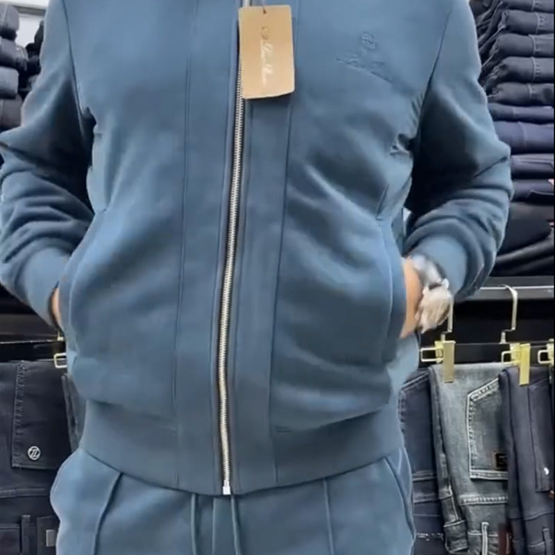 🍁Casual jacka och byxor för herr, tvådelat set