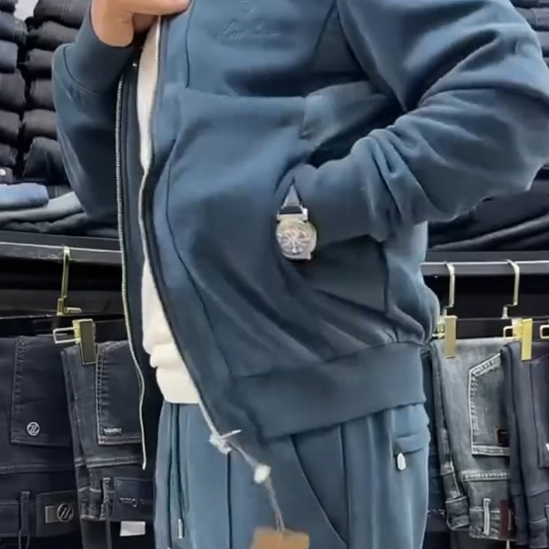🍁Casual jacka och byxor för herr, tvådelat set