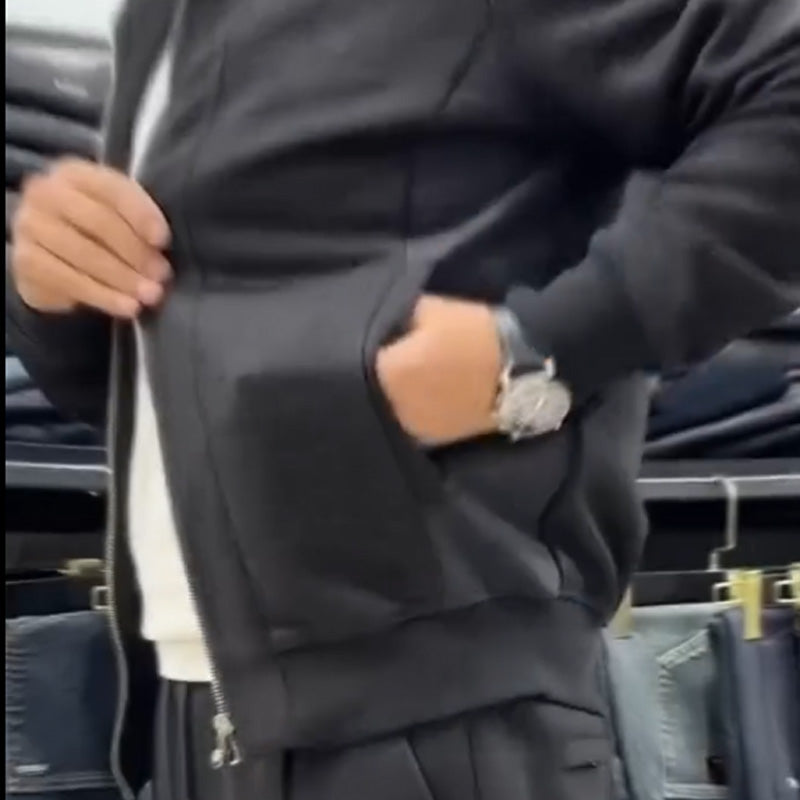 🍁Casual jacka och byxor för herr, tvådelat set