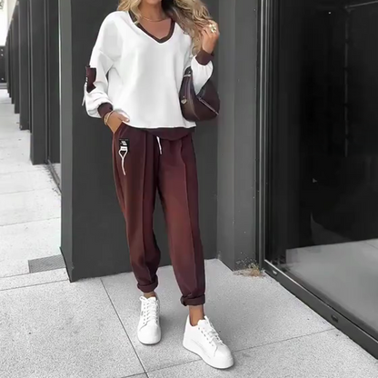 🔥Säsongsrea🔥Set med huvtröja och joggingbyxor i färgblock