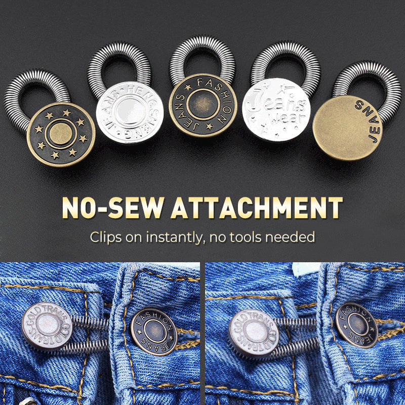 Spring-Loaded Metal Waist Extender Button for Jeans