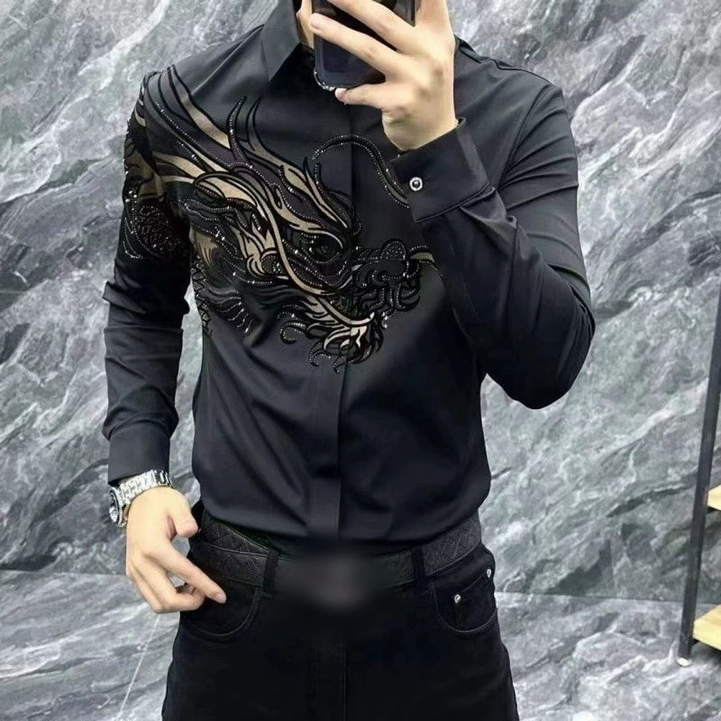 Slim Fit stilren skjorta med tryck för herr