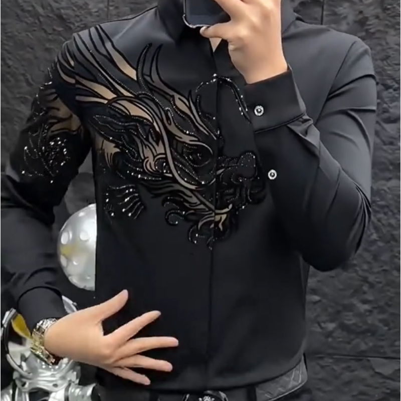 Slim Fit stilren skjorta med tryck för herr