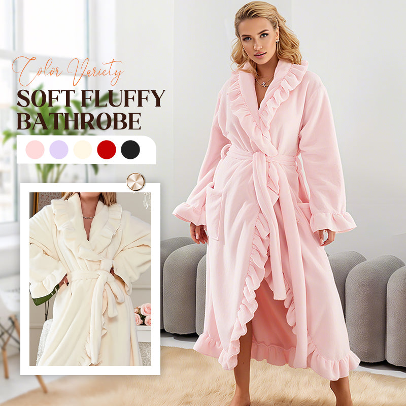 🍂❄️ Höst- & vinterkampanj! 50% REA💕 Lyxigt Mjuk Badrock – Ultramjukt Material, Eleganta Volanger & Vardagsbekväm Luggning！♀️
