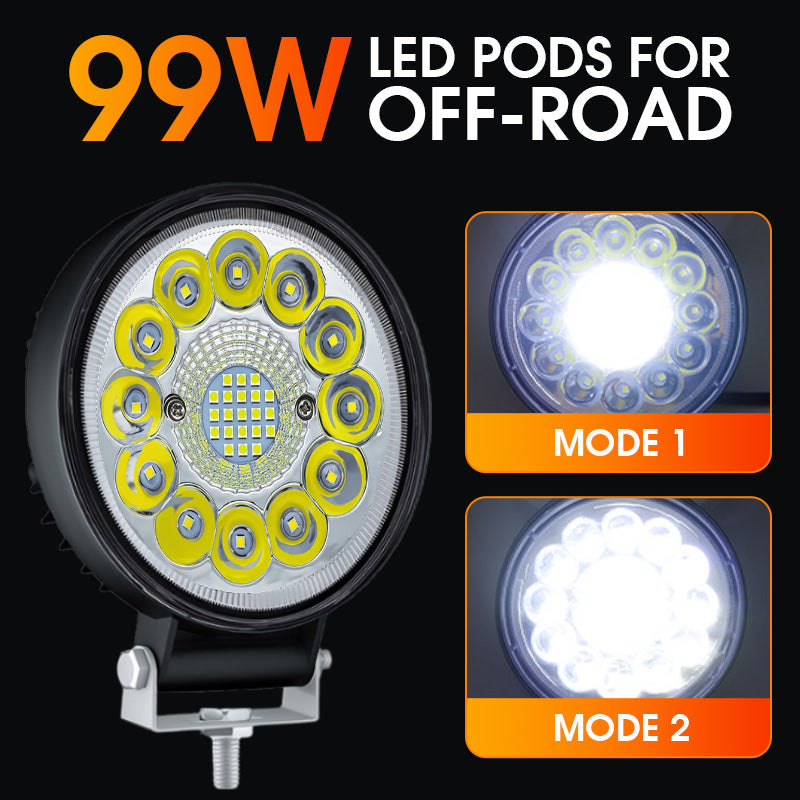 4-tums 99W LED-pod för terrängfordo