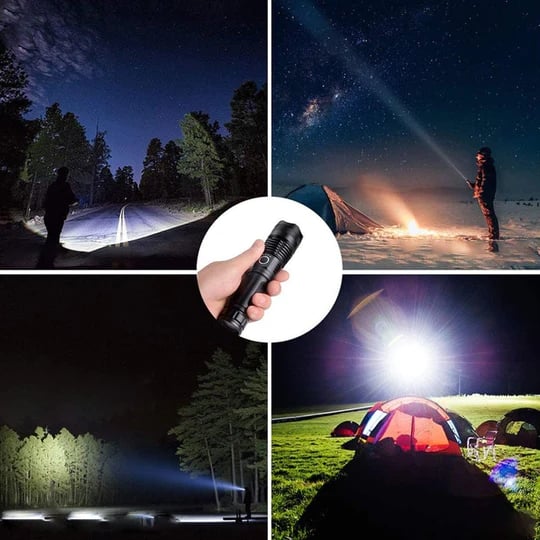 🔦 50% RABATT! 🎉 90000 Lumen Uppladdningsbar Ficklampa – Extrem Ljusstyrka, Vattentät & Lång Batteritid 📦